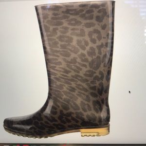 Stuart Weitzman Rubber Animal Print Rain Boots
